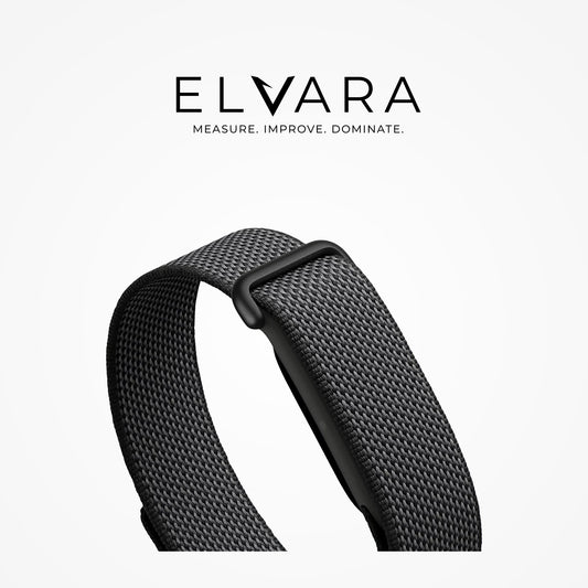 Google Fitbit Air | Obsidian — woven strap and clasp, angled view — ELVARA