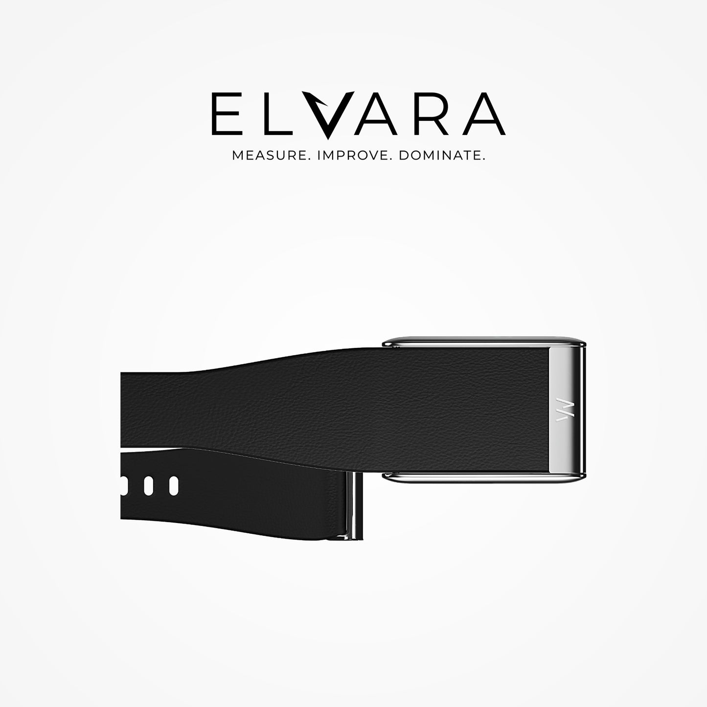 WHOOP 5.0 LeatherLuxe Tapered Band Black With Titanium hardware detail — ELVARA