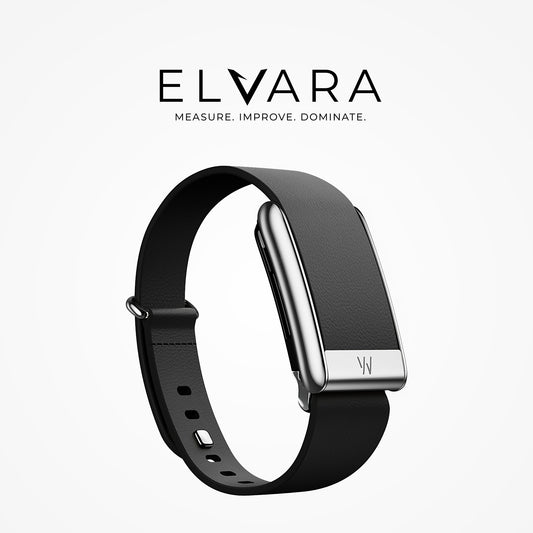 WHOOP 5.0 LeatherLuxe Tapered Band Black With Titanium — ELVARA