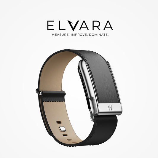 WHOOP MG LeatherLuxe Straight Band | Black/Cream With Titanium