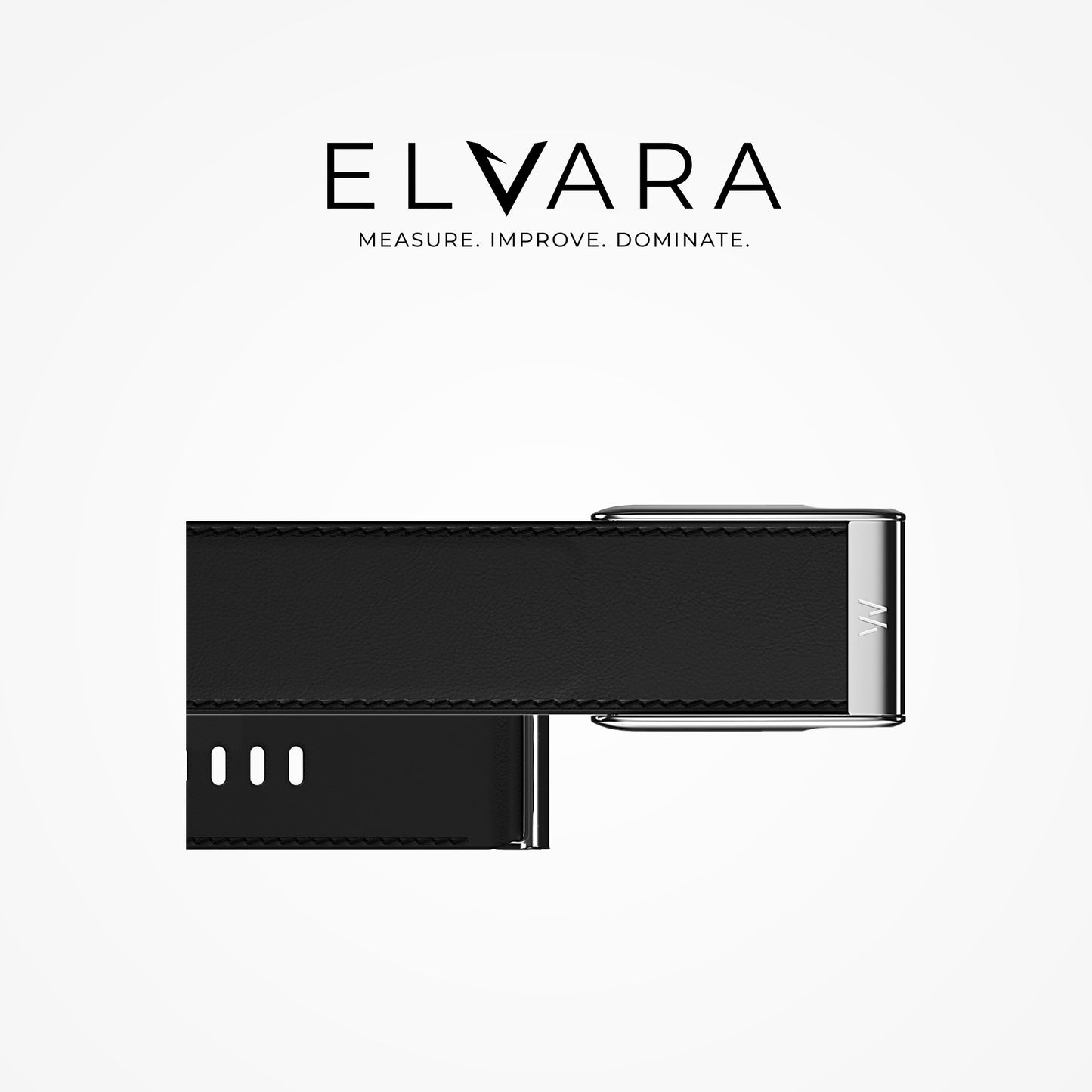 WHOOP MG LeatherLuxe Straight Band | Black/Cream With Titanium