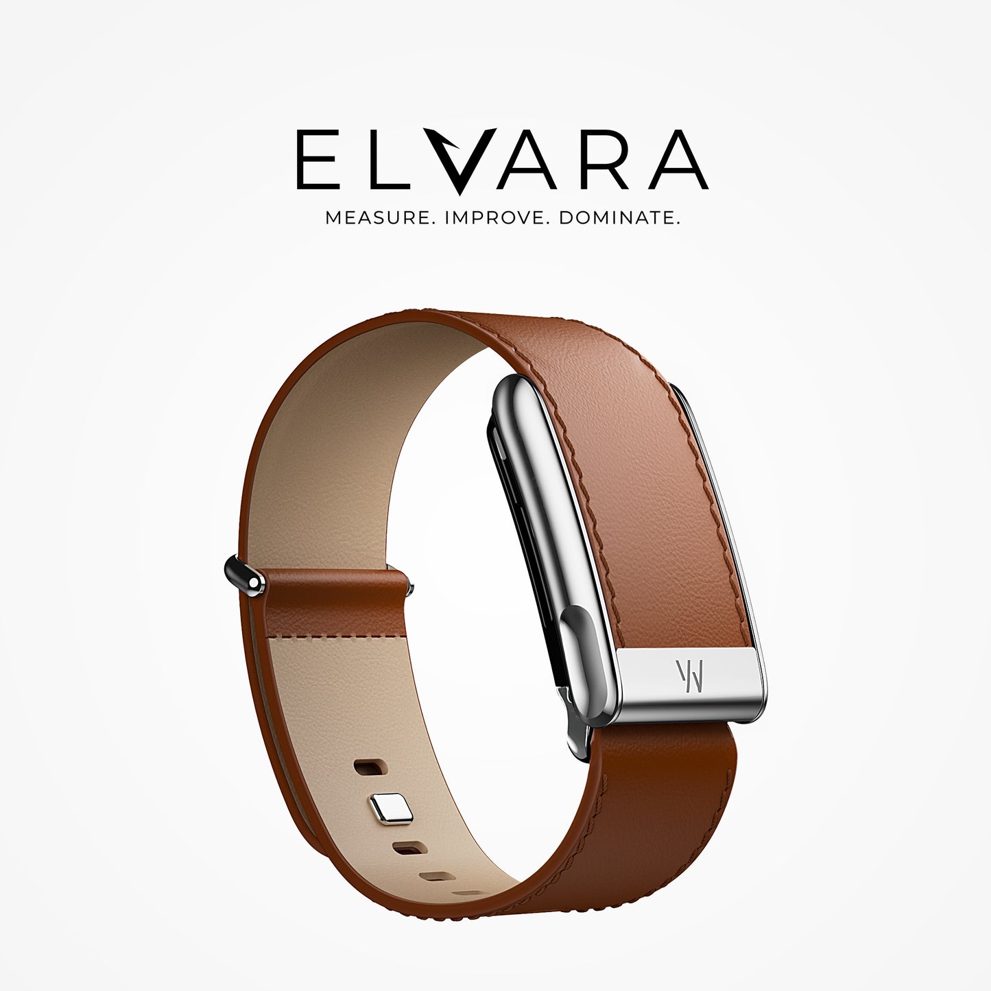 WHOOP MG LeatherLuxe Straight Band | Chestnut/Cream With Titanium