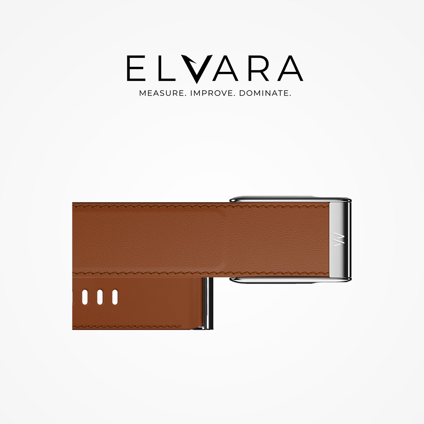 WHOOP MG LeatherLuxe Straight Band | Chestnut/Cream With Titanium