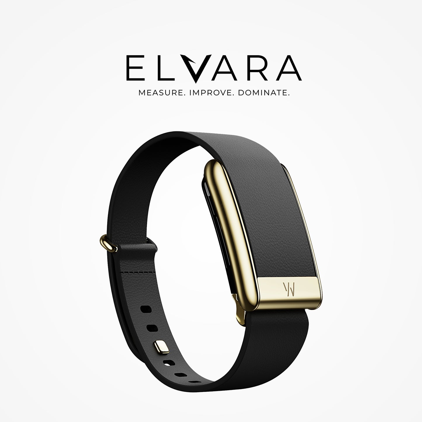 WHOOP 5.0 LeatherLuxe Tapered Band | Black With Gold